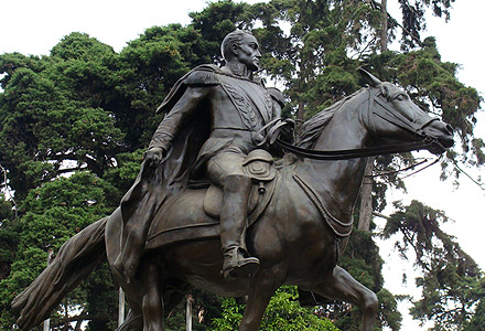 Statue of Simon Bolivar in Guatemalan Las Americas Avenue.